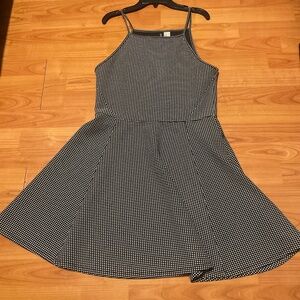 Square neck A line white dotted  dress